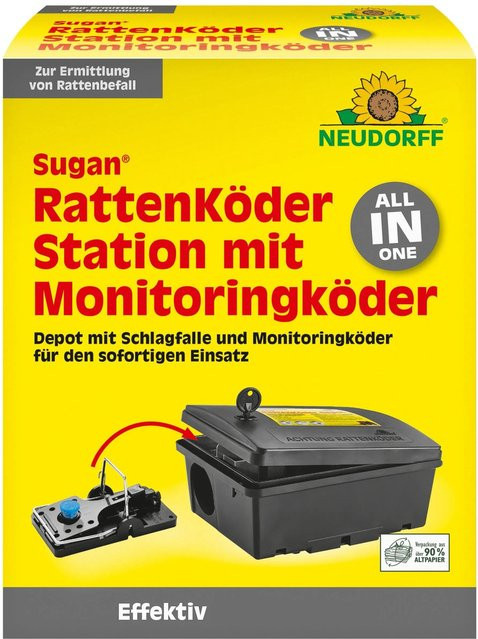 Neudorff Ratten-Köderstation mit Sugan Monitoringköder in Schwarz, Gelb und Grün - Bild 1