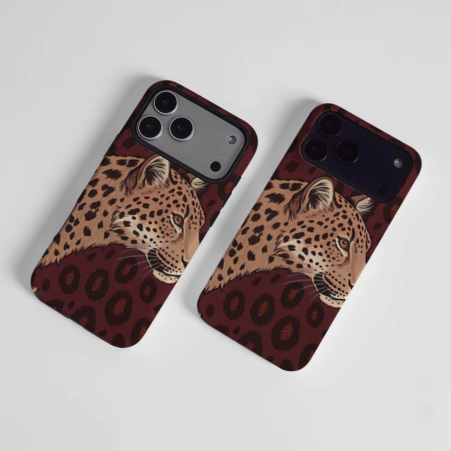 CaseLumi Matte Bumper MagSafe Schutzhülle für iPhone 17 16 15 14 13 Pro Max in Burgunder Leoparden-Design aus hartem PC - Bild 2