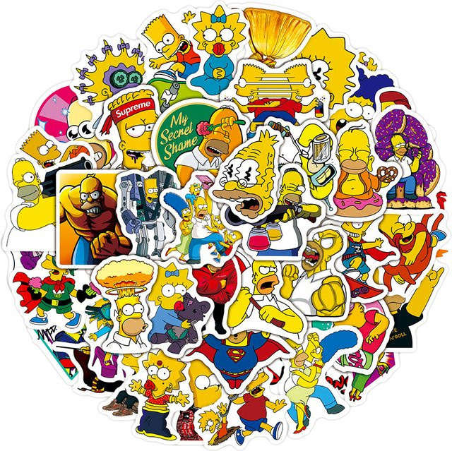 50 Stück Simpson Homer J Graffiti Sticker Set in Multicolour für DIY Tagebuch und Handyhüllen - Bild 1