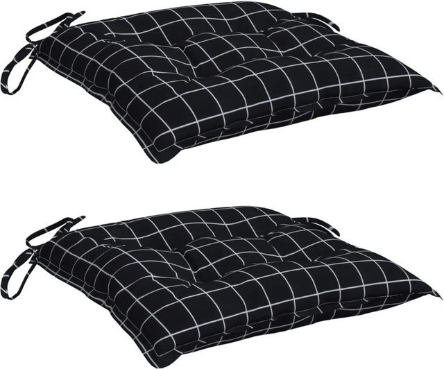 vidaXL Stuhlkissen 2er Set Schwarz-weiß Karomuster aus Oxford-Gewebe B/T/H: 50 x 50 x 7 cm - Bild 1
