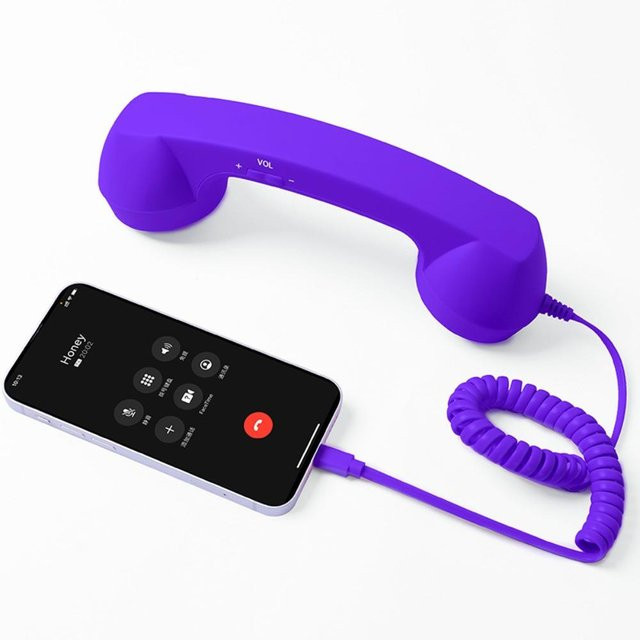 Retro-Telefonhörer Handheld-Empfänger von shanghaihueikuan mit Typ-C und 3,5mm Klinke in Lila - Bild 1