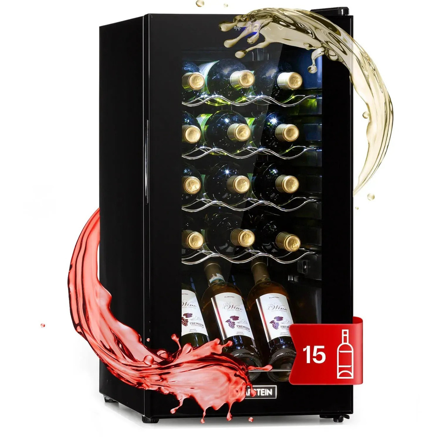 Klarstein Shiraz 15 Slim Uno Weinkühlschrank Schwarz mit Glasfront und Touch-Bedienfeld, 44 l, 5-18°C - Bild 2