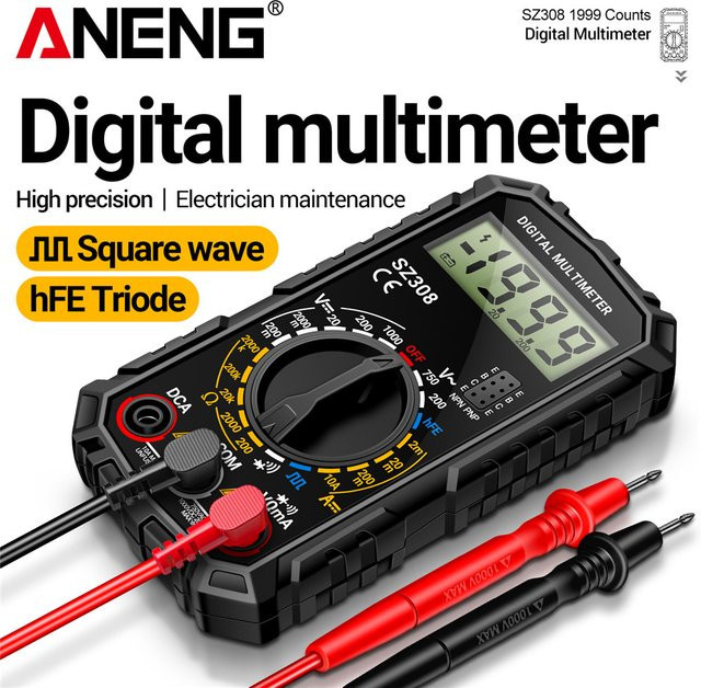 ANENG SZ308 Digitales Multimeter Hochpräzises Multifunktions-Messgerät für AC/DC Spannung, Strom, HFE-Trioden und Widerstand in Rot und Schwarz - Bild 1