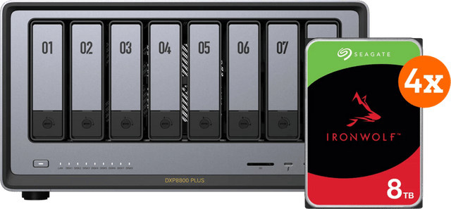 UGREEN NASync DXP8800 Plus NAS-System mit 8 Seagate Ironwolf 4 TB Festplatten in Grau - Bild 1