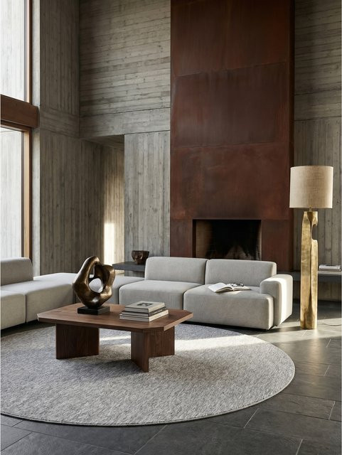 Runder Kurzflor Teppich AMMER von KADIMA DESIGN in Grau, einfarbig, Durchmesser: 120 cm - Bild 1