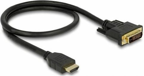 Delock HDMI auf DVI-D Anschlusskabel Schwarz 0,5 m mit vergoldeten Steckern - Bild 1