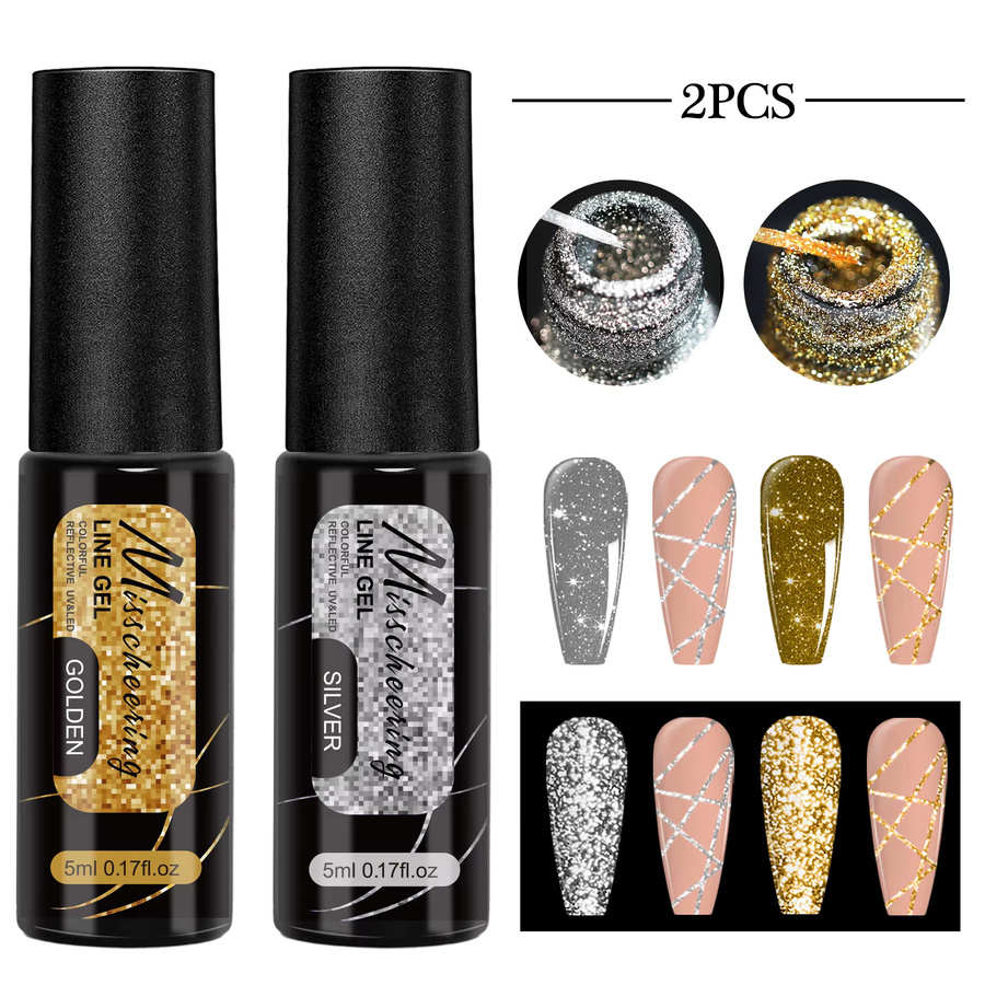 Misscheering Nagellack Set, Golden, Schimmernd, 2 Stück - Bild 4