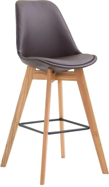 DELUKE Barhocker GIKAR Barstuhl mit Lehne aus Kunstleder in Braun, B/T/H: 48 x 56 x 112 cm - Bild 1