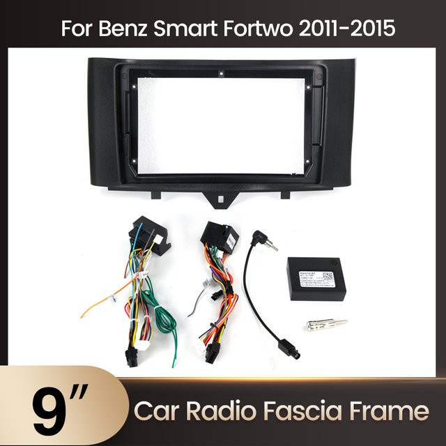 Navifly 2DIN Multimedia Autoradio mit 9 Zoll Display für Benz Smart Fortwo 2013-2017 inklusive Armaturenbrett Rahmen und Canbus in Schwarz - Bild 1