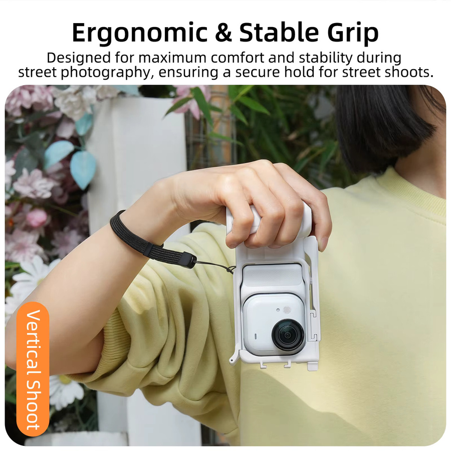 Street Grip Kit für Insta360 Go Ultra Handgriffhalterung mit Schnellverschluss-Kaninchenkäfig, Schutzrahmen und Auslöseknopf - Bild 3