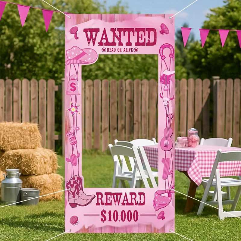 OURFETE Rosa Cowgirl Wild Party Hintergrund-Dekoration für Western-Themen, Geburtstag, Hochzeit und Junggesellinnenabschied, B/H: 120 x 60 cm - Bild 2
