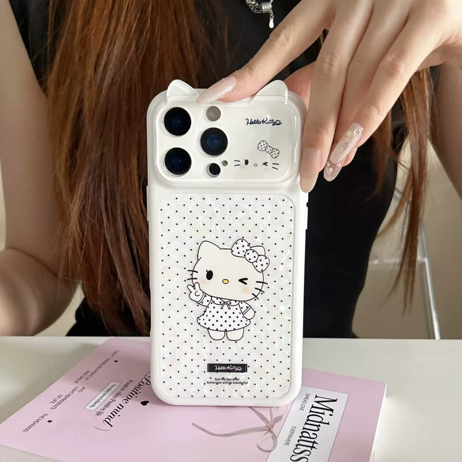 Sanrio Hello Kitty Handyhülle mit 3D Ohren und Polka Dot Design in Weiß für iPhone 17 Pro 16 15 16 Pro 15 Pro Max - Bild 3