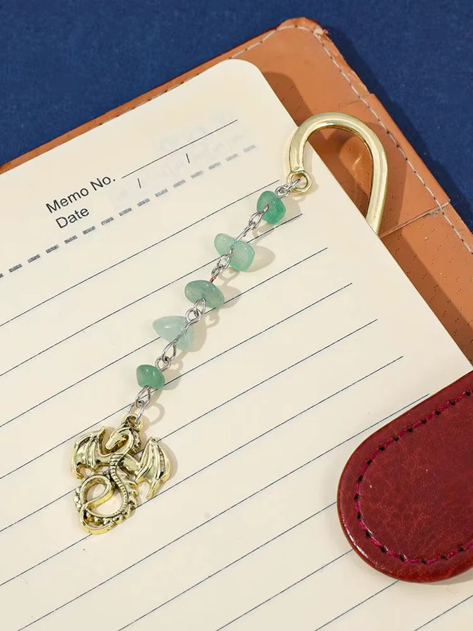 Lesezeichen Kristallkette, Metall, Gold, Damen, Drachen Charms - Bild 4