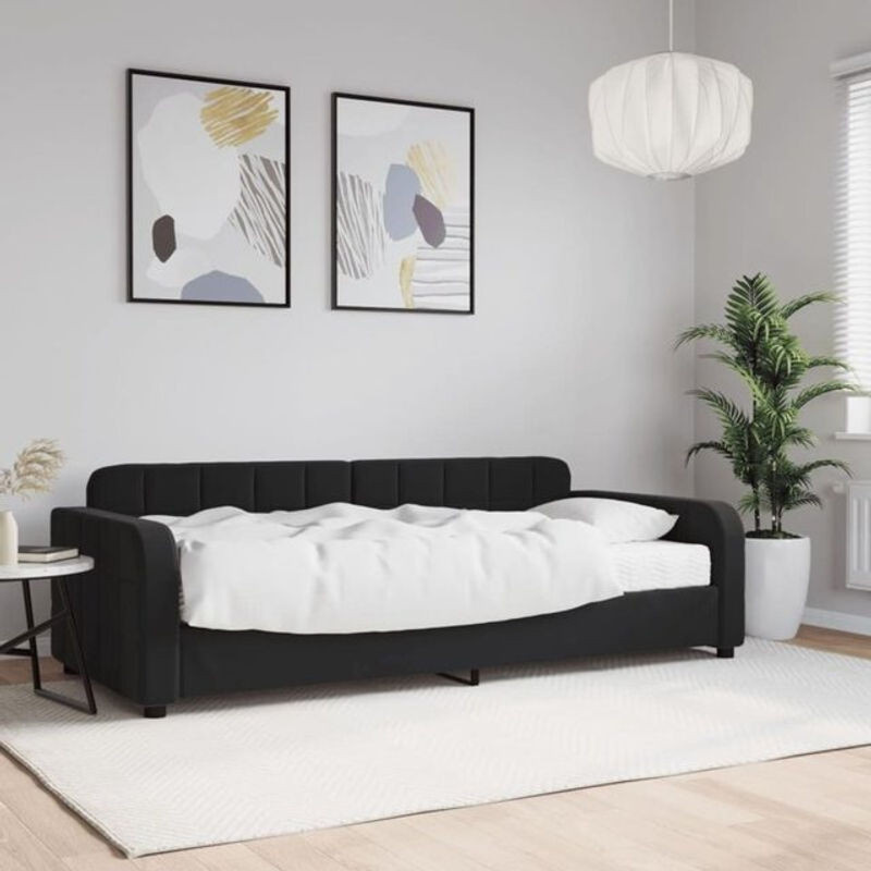 Vidaxl Polsterbett Tagesbett mit Matratze aus Samt und Metall in Schwarz B/T/H: 190 x 90 x cm - Bild 1