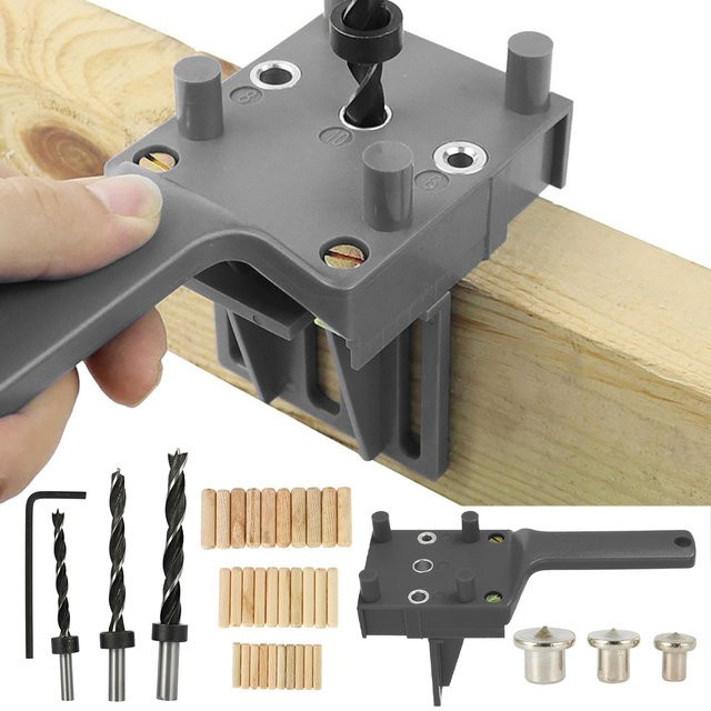 Hands DIY Bohrführungsvorrichtung für Holzarbeiten in Blau zur präzisen Lochpositionierung mit 6/8/10mm Bohrer-Kompatibilität - Bild 1