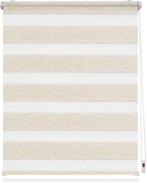 LICHTBLICK Duo Rollo Klemmfix Day & Night gestreift, beige, Breite: 45 cm, Höhe: 150 cm - Bild 1