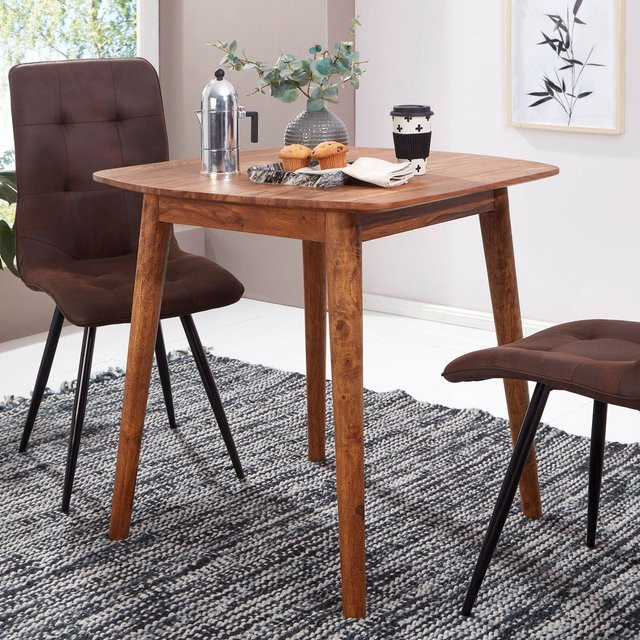 FineBuy Esszimmertisch aus Massivholz Sheesham in Braun, quadratisch und modern - Bild 1