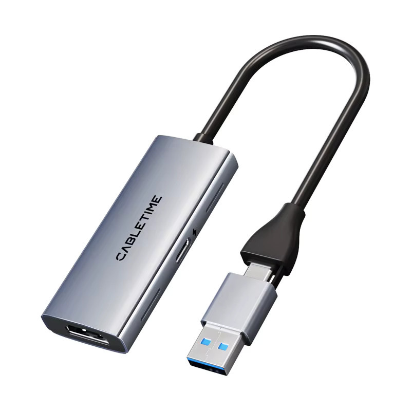 CABLETIME 4K UHD Video Capture Card mit USB-C und PD 100W in Silber für PC-Gaming und Live-Streaming - Bild 5