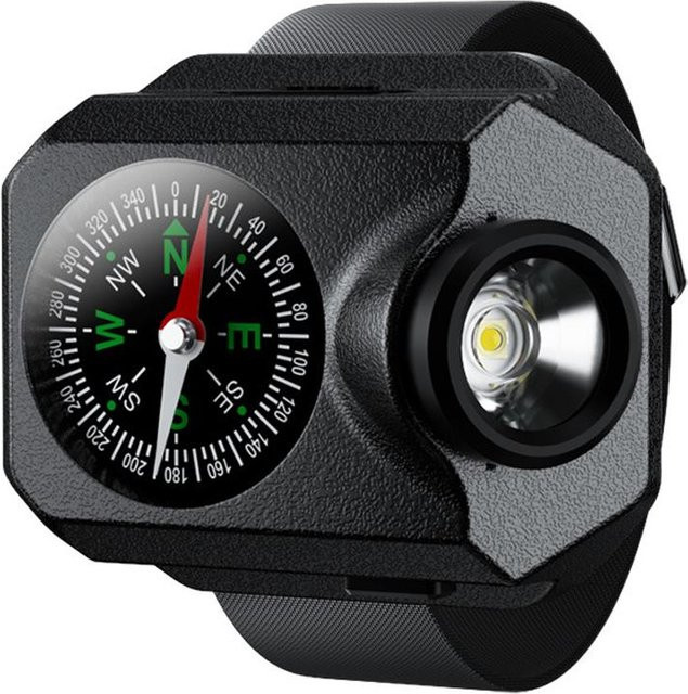 TOMTOP JMS Multifunktionale LED Taschenlampe und Fahrradlicht, wiederaufladbare wasserdichte Warnlampe in Schwarz - Bild 1