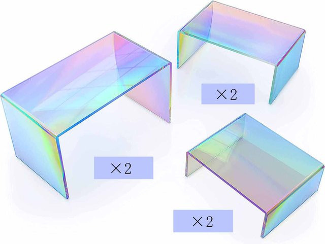 WTEMPO 6er Set Regenbogen Acryl Ausstellungsregal für Schuhe und Sammlerstücke, Wandmontage, Transparent Multicolour - Bild 1