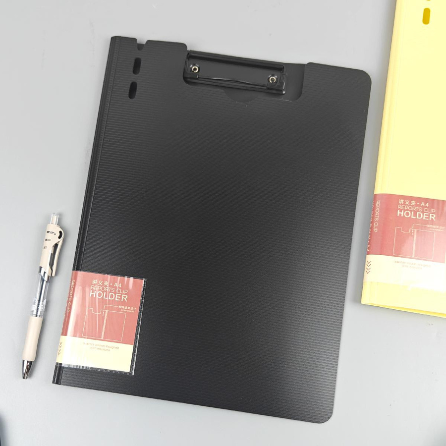 Yiran Furniture Klemmbrett A4 mit doppeltem Metallclip in Gelb, 360 Grad faltbarer Aktendeckel für Büro, Schule und Medizinbereich - Bild 4