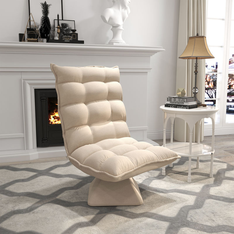 HOMCOM Bodenstuhl Beige: Verstellbares Bodensofa und gepolsterter Meditationsstuhl mit 360 Grad Drehung und Metallrahmen - Bild 2