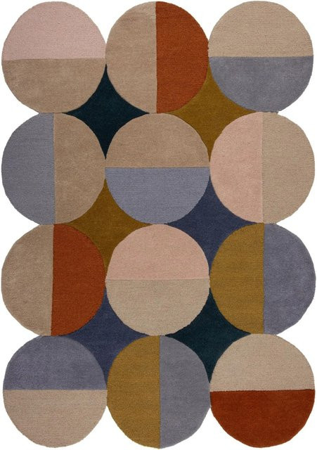 Flair Rugs Wollteppich Mia Ellipse Oval Blau-Mix mit High-Low-Effekt B: 160 cm, T: 230 cm - Bild 1