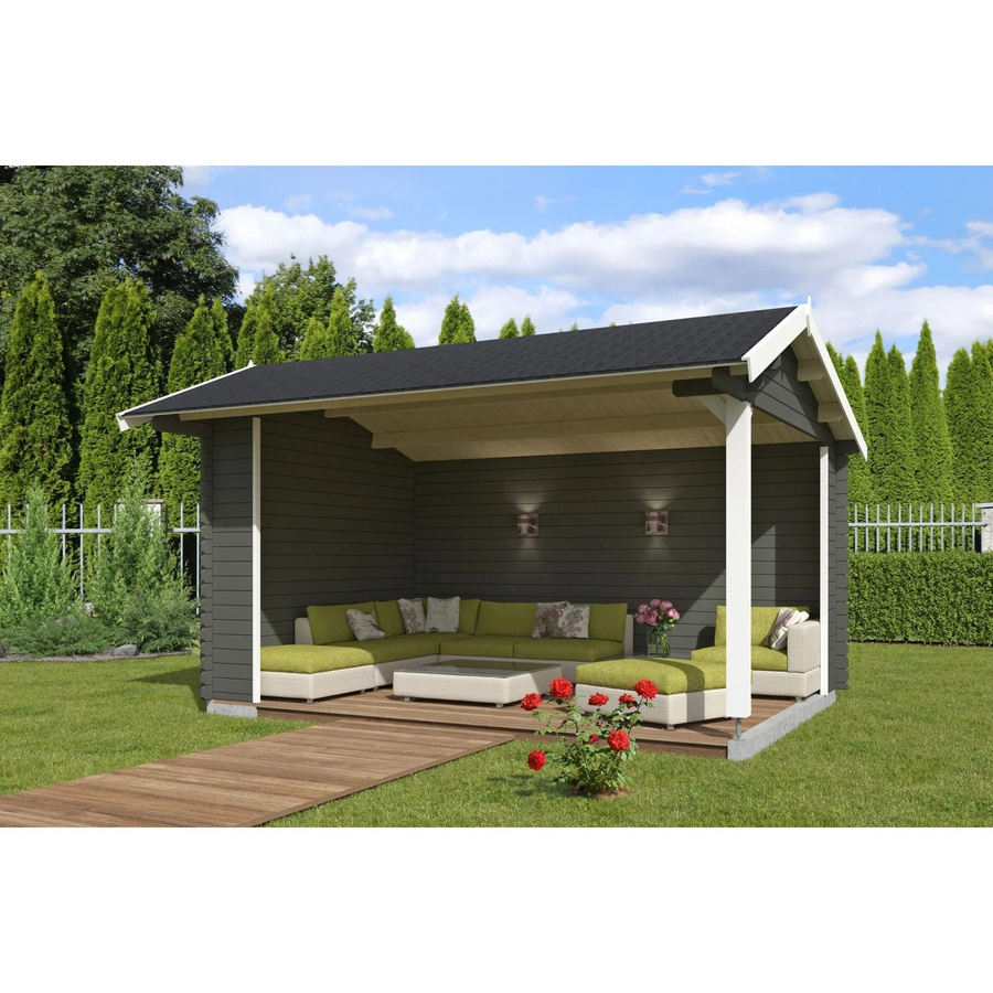 Lasita Gartenhaus San Diego Maja Satteldach grüngrau B/H/T: 645 x 273,6 x 389 cm - Bild 2