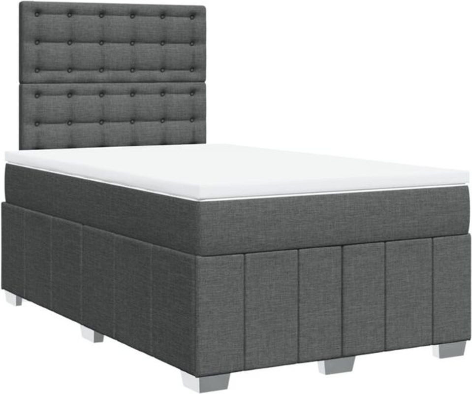 vidaxl Boxspringbett mit Matratze in Dunkelgrau aus Stoff, B/T/H: 120 x 200 x 150,5 cm - Bild 1