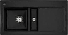 Villeroy & Boch Spüle Subway 60 in Schwarz mit Ablaufgarnitur und Handwaschbecken aus CeramicPlus Keramik - Bild 1