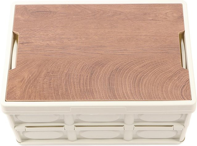 OutsideWorld Auto Aufbewahrungsbox mit Deckel, faltbarer Kunststoff-Aufbewahrungsorganizer, Weiß und Beige, 30 l - Bild 1