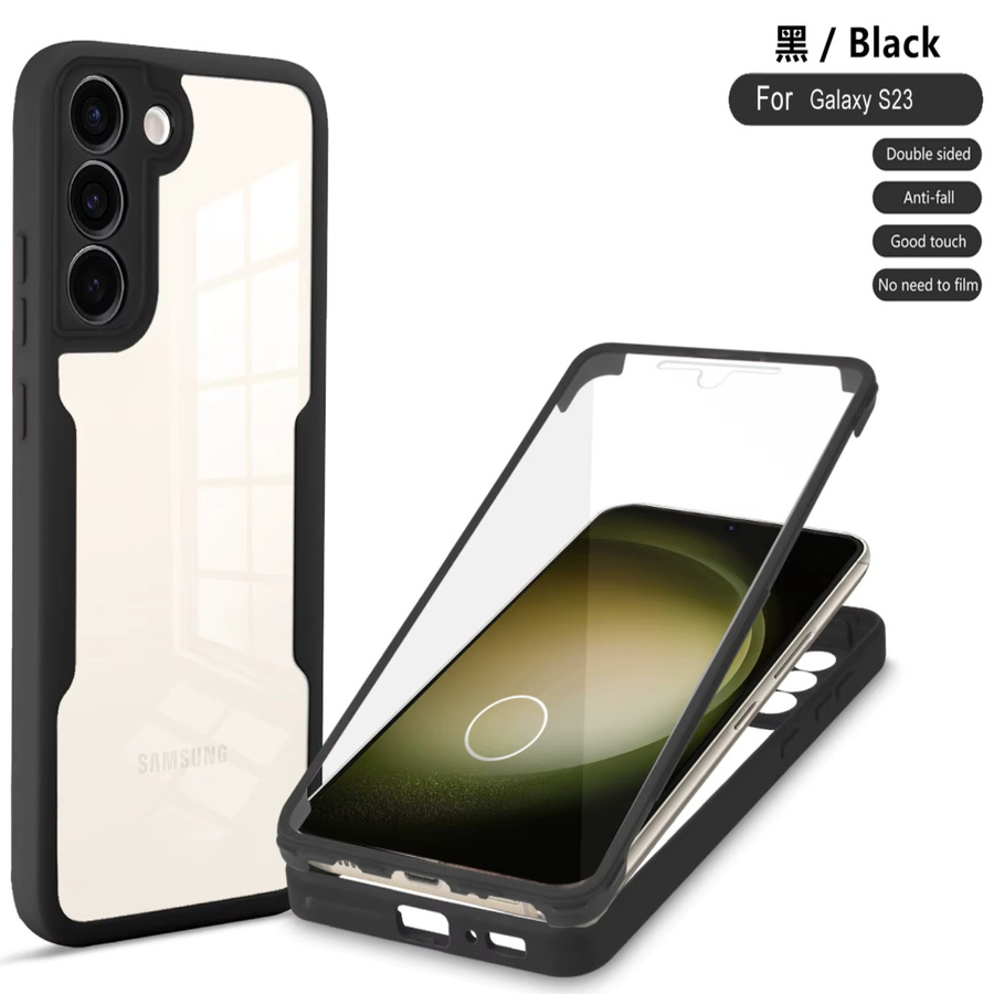 Stoßfeste 360 Grad Handyhülle für Xiaomi Redmi 15 4G und 5G mit integriertem Displayschutz und transparenter Rückseite in Schwarz und Transparent - Bild 3