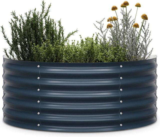 Blumfeldt High Grow Half Circle Hochbeet aus Stahl-Wellblech in Anthrazit, B/T/H: 105 x 43 x 60 cm - Bild 1