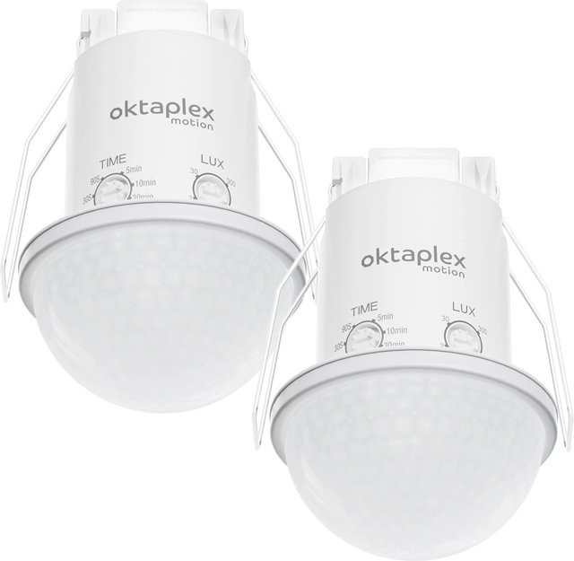 Oktaplex Kim 2er Set Einbau Deckenbewegungsmelder mit 360 Grad PIR-Sensor in Weiß (IP54) - Bild 1
