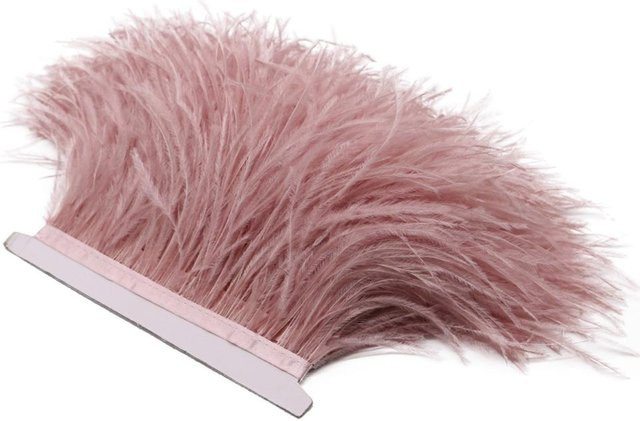 Echte Straußenfeder Besatz mit Spitze in Pink, 1 Meter Länge, Breite: 8-10 cm, Nähzubehör für Kleidung - Bild 1
