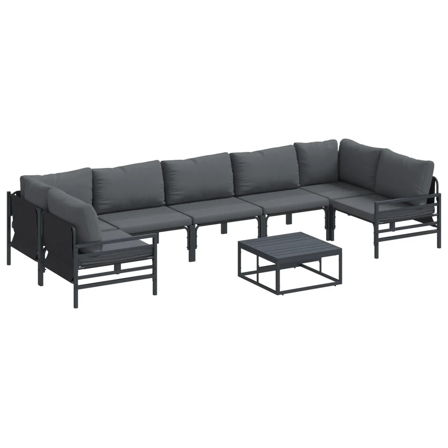 vidaXL Garten-Sofa-Set 8-teilig aus Stahl in Anthrazit für Garten, Terrasse und Balkon - Bild 2