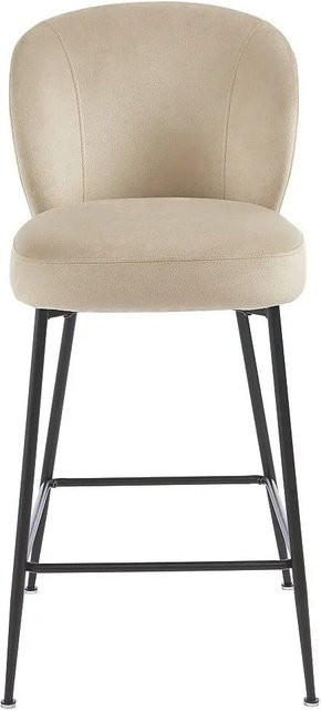 Vente-unique Barhocker Polpona in Beige aus Samt mit Metallgestell, Breite: 44 cm - Bild 1