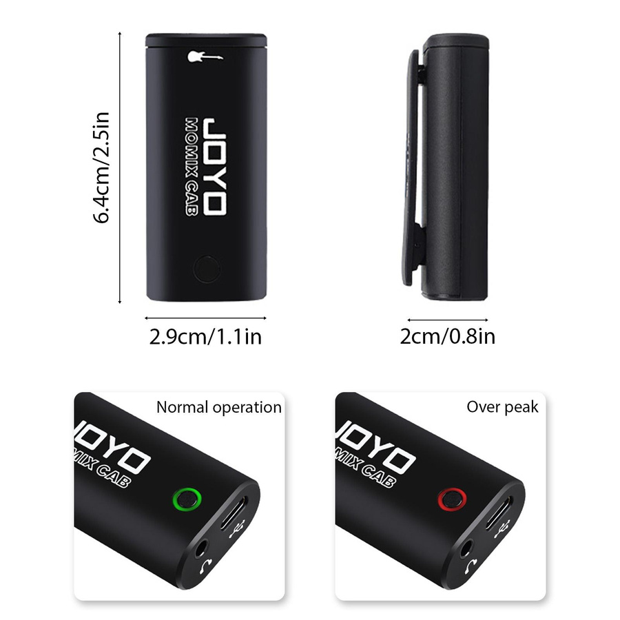JOYO Gitarren-Audio-Interface Mini-Aufnahme-Soundkarte mit USB-C in Schwarz, B/T/H: 6,4 x 2,9 x 2 cm - Bild 7