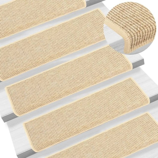vidaXL Stufenmatten 15er Set Hellbeige, selbstklebend, rutschfest und pflegeleicht, B/T/H: 65 x 21 x 4 cm - Bild 1