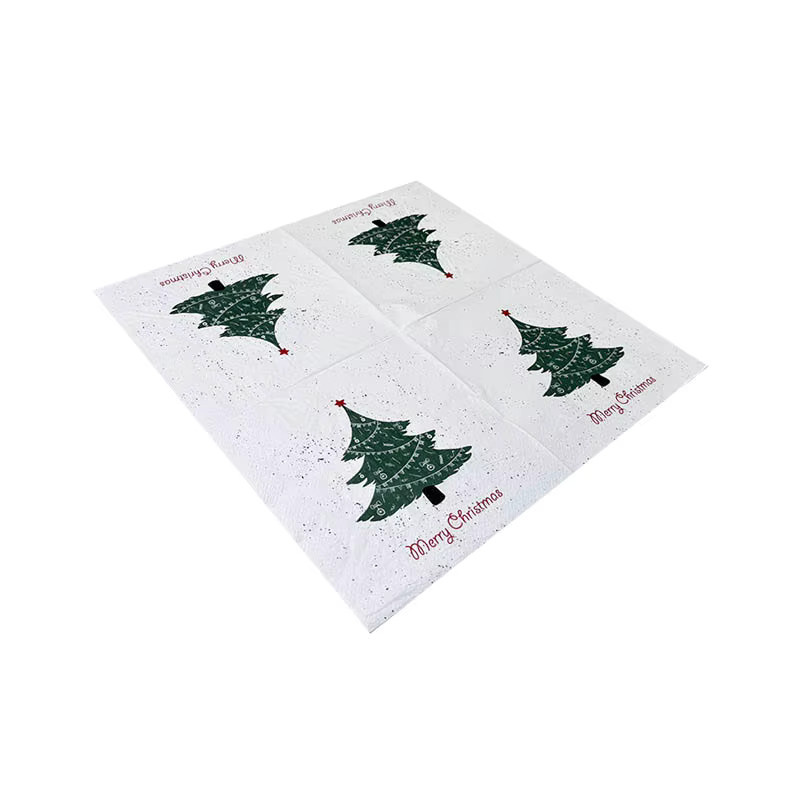 GUANYAO Weihnachts Servietten mit Weihnachtbaum-Motiv, 20 Stück, Weiß, Durchmesser: 33 cm - Bild 2