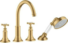 Hansgrohe Axor Montreux Fertigmontageset für Badewanne mit Handbrause in Brushed Gold - Bild 1