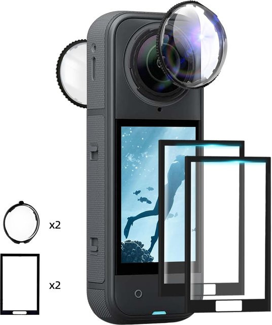 Insta360 X5 Premium Zubehör-Set mit Objektivschutz und 2er-Pack Displayschutzfolie in Schwarz - Bild 1