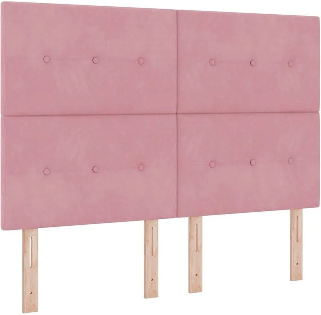 vidaXL LED Boxspringbett mit Matratze in Rosa aus Stoff, B/T/H: 140 x 200 x 280 cm - Bild 1