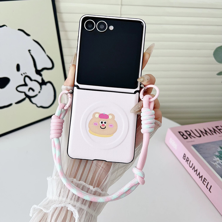 Leder Handyhülle mit magnetischer Halterung und Lanyard für Samsung Galaxy Z Flip 7 6 5 4 - Bild 1