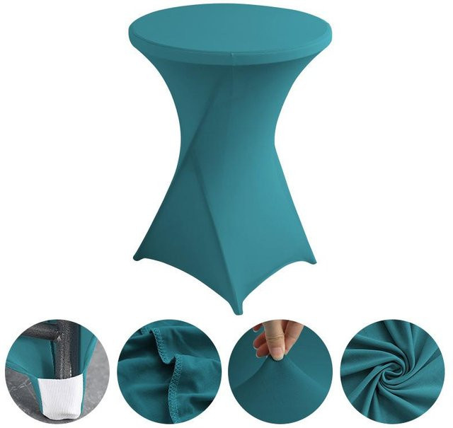 ChicFashion 5er Set elastische Stretch Tischdecke für Cocktailtische in Pfau Blau, B/H: 60 x 110 cm - Bild 1