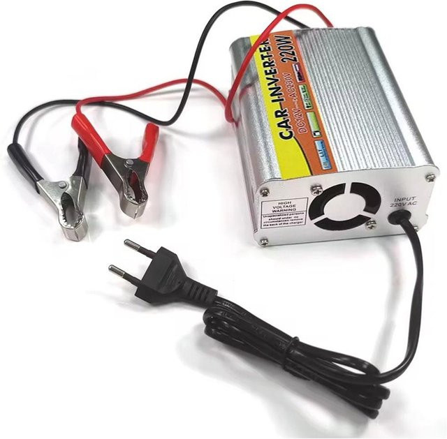 CLOS AC Reiner Sinus-Wechselrichter 12V auf 230V 220W Konverter in Silber mit USB-Ausgang und Steckdose - Bild 1