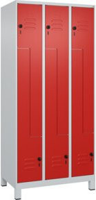 C+P Z-Spind Classic PLUS mit 6 Fächern, Füße, Sicherheits-Drehriegel, Grau/Rot, B/T/H: 90 x 50 x 195 cm - Bild 1