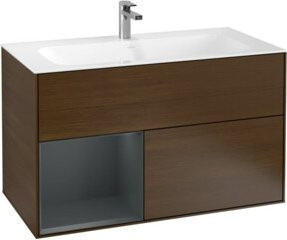 V&B Waschtischunterschrank Finion Wandbeleuchtung in Walnussveneer mit lackierter Oberfläche, B/H: 99,6 x 49,8 cm - Bild 1