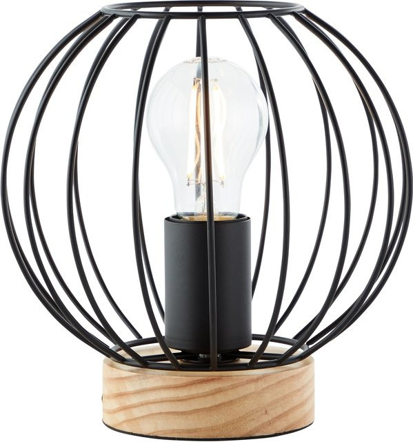 Brilliant Tischlampe Sorana Schwarz mit Holzdetails für Wohnraum und Nachttisch - Bild 1