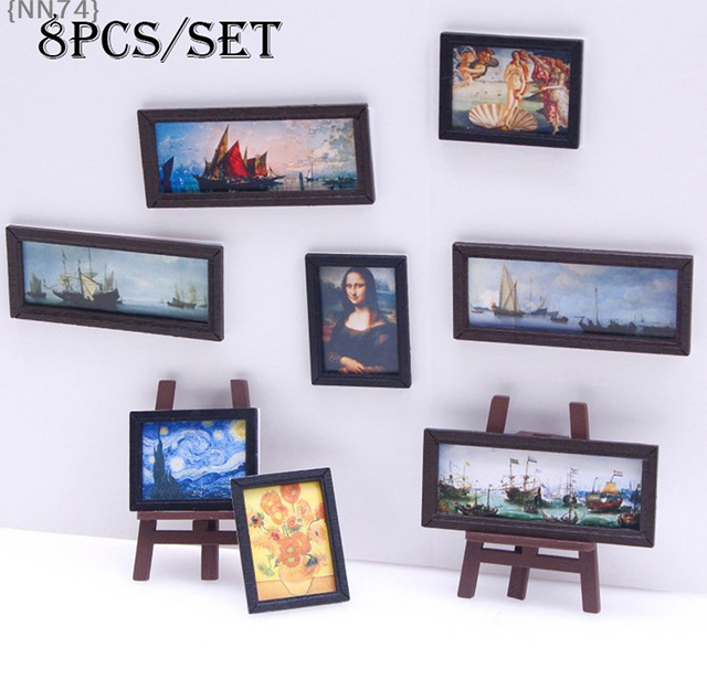 JETTING Puppenhaus Miniatur Vintage Ölgemälde Wandbild, 8-teiliges Set - Bild 1